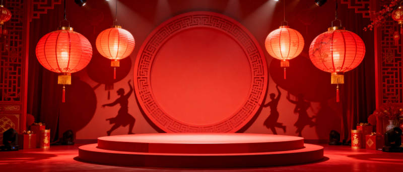 红灯映舞影图片