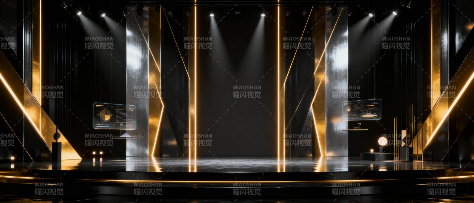 金色舞台光影交错图片