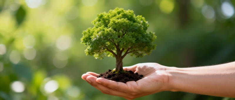 手捧绿树 守护自然图片
