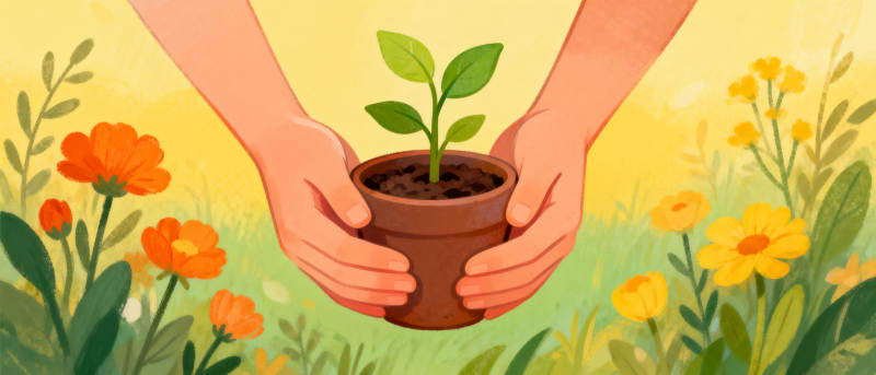 双手护苗 春意盎然图片