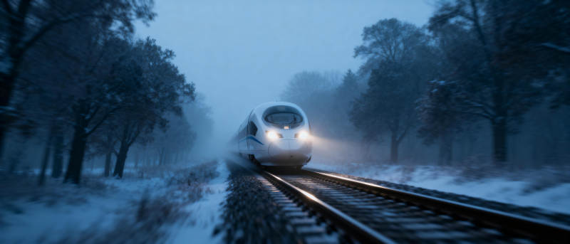 雪夜疾驰的列车图片