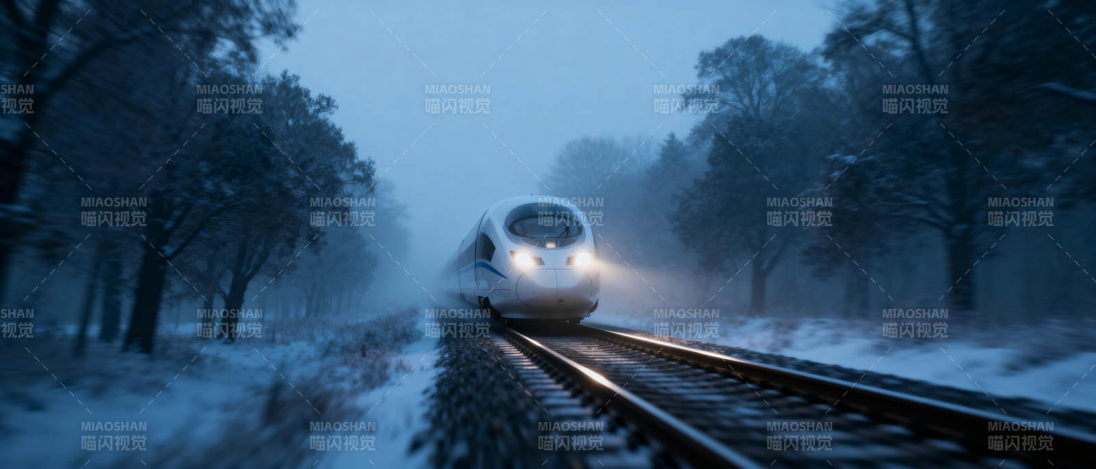 雪夜疾驰的列车图片