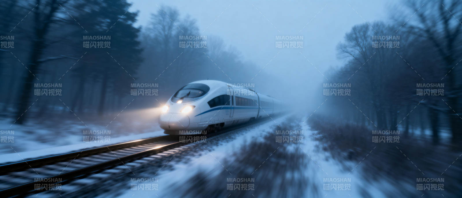 雪夜疾驰的列车图片