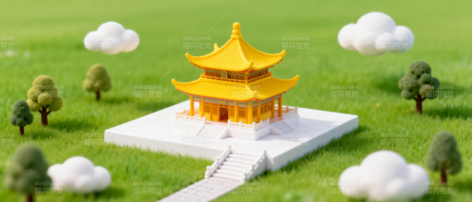 金色寺庙模型图片