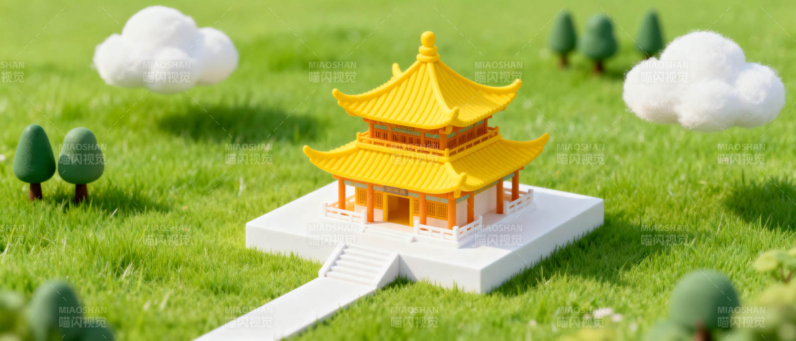 金色宝塔绿茵间图片