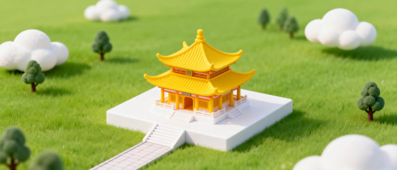 黄顶古亭绿野中图片