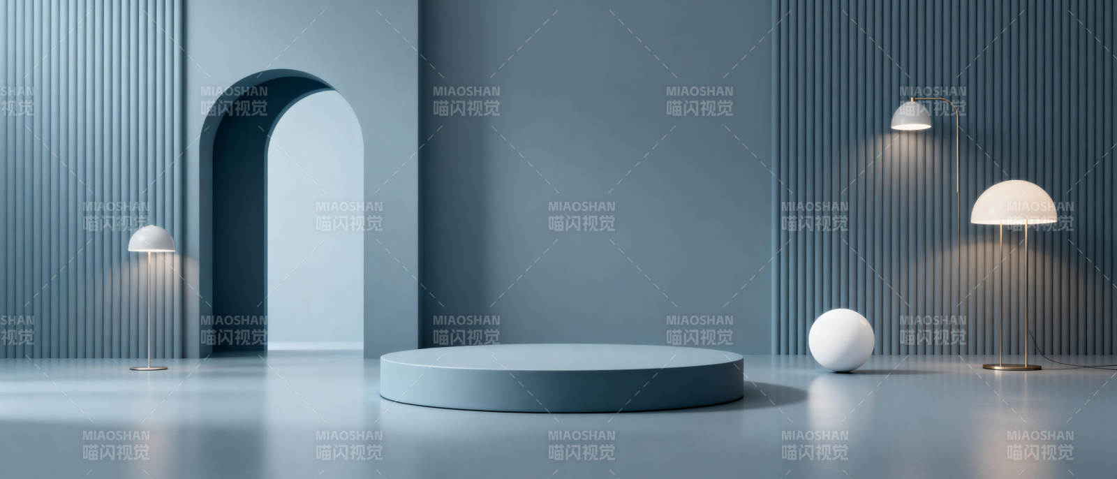 极简空间展示台图片