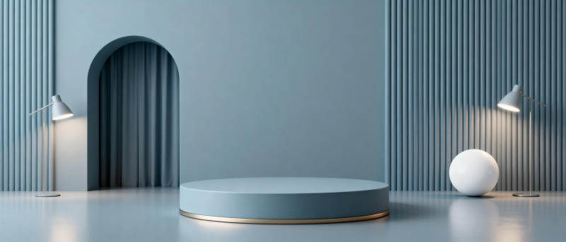 简约蓝调空间展示图片