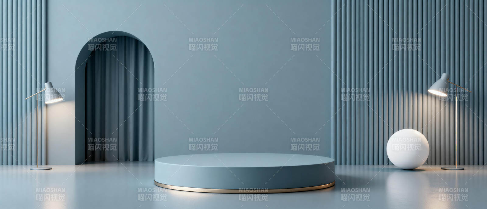 简约蓝调空间展示图片