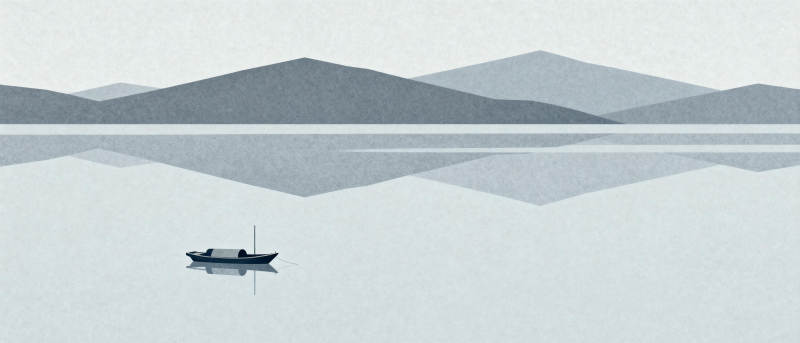 孤舟静泊山水间图片