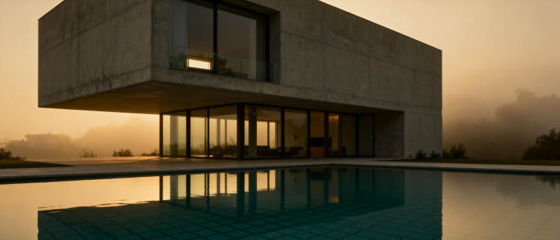 现代建筑与泳池图片