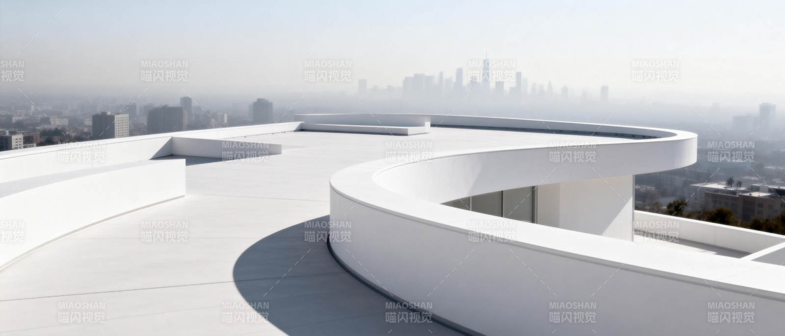 城市天际线上的白色曲线图片