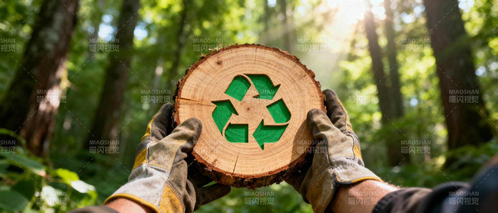 森林中的环保标志图片