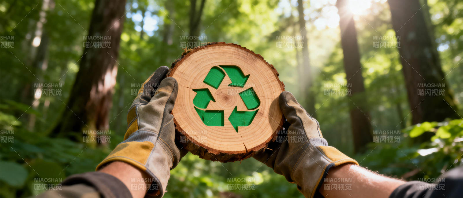 森林中的环保标志图片