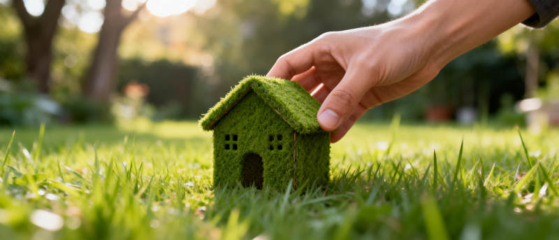 绿草上的小屋图片