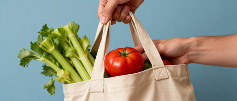 环保购物袋装满蔬果图片