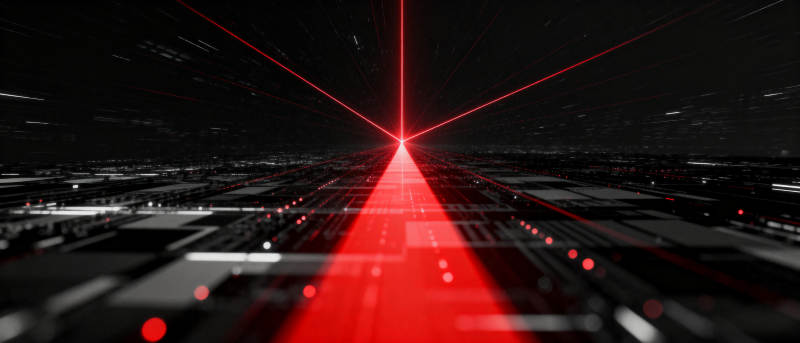 红色光束穿越未来城市图片