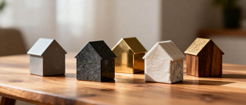 五彩小屋静置于木桌图片