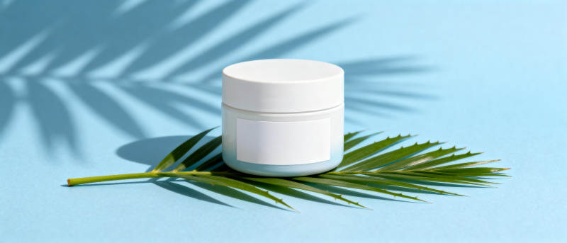 绿叶上的白色罐子图片