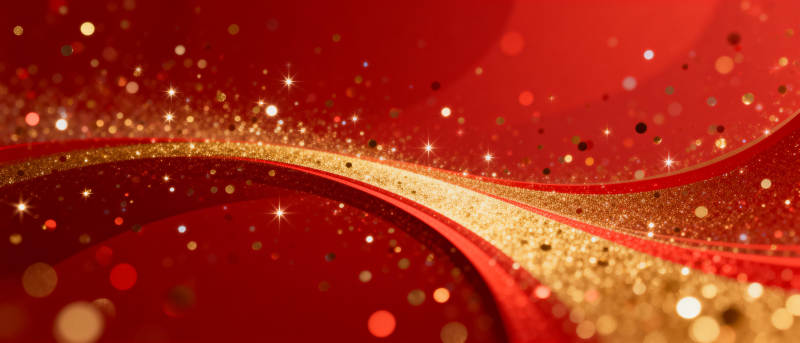 璀璨红金波光图片