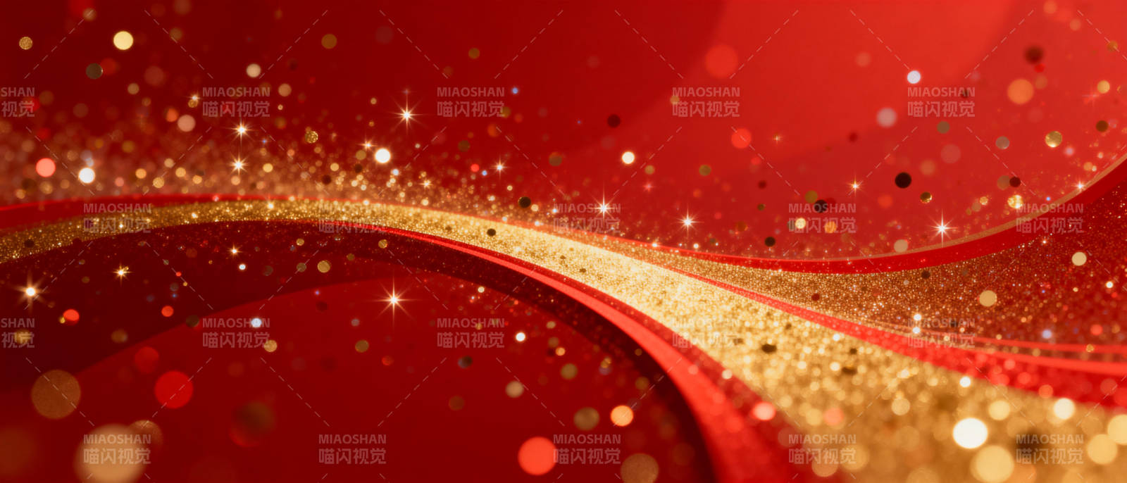 璀璨红金波光图片