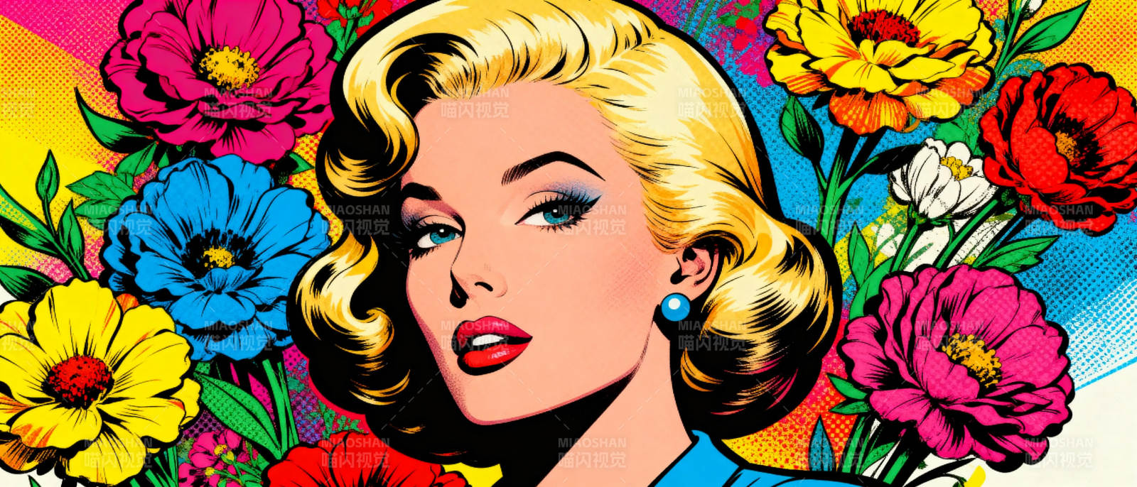 花丛中的金发美人图片