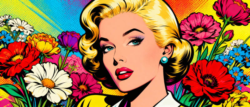 花丛中的金发美女图片