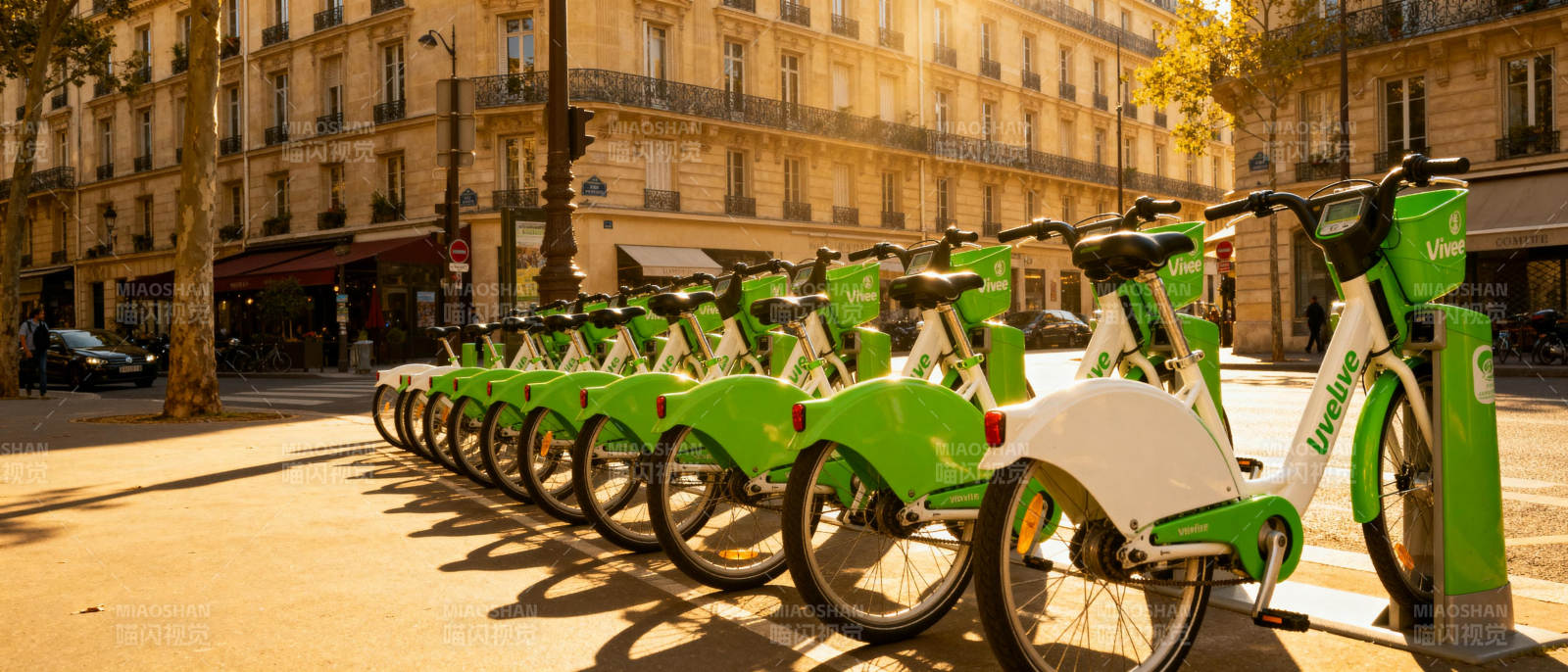 城市绿色共享单车图片
