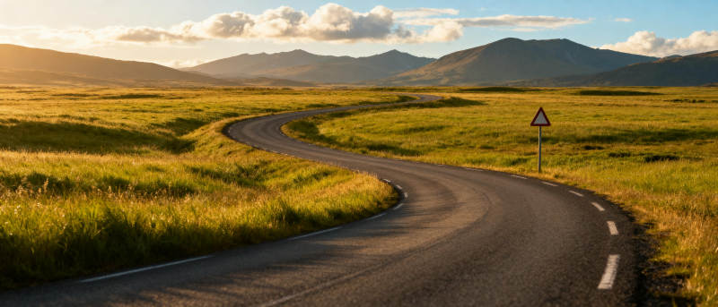 草原公路蜿蜒前行图片