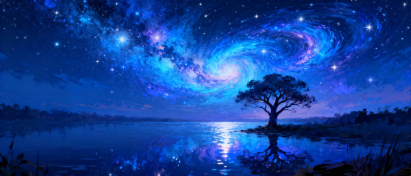 星河映树影图片