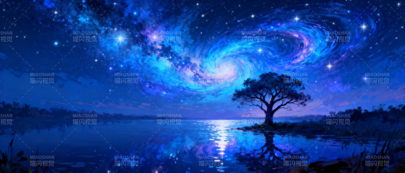 星河映树影图片
