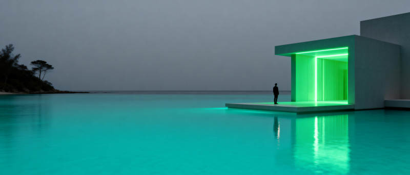 绿光泳池夜景图片