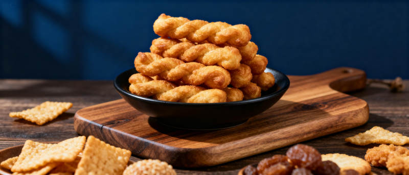 金黄酥脆麻花堆图片