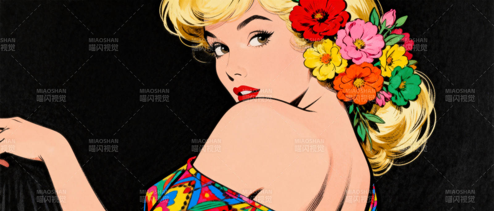 花饰金发美人图片