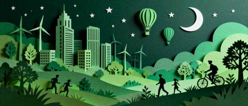 绿色城市夜景图片