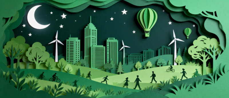 绿色城市夜景图片