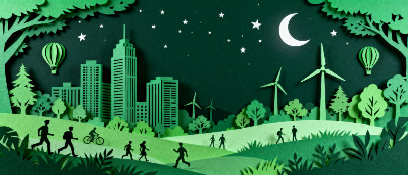 绿色城市夜景图片