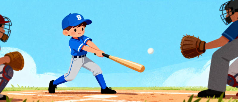 棒球少年挥棒击球图片