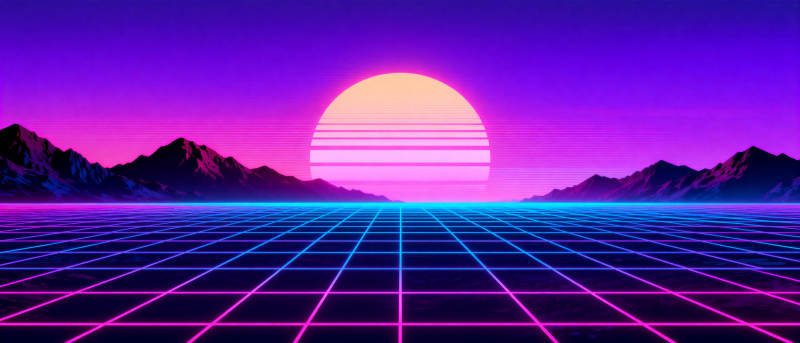 霓虹日落网格景观图片