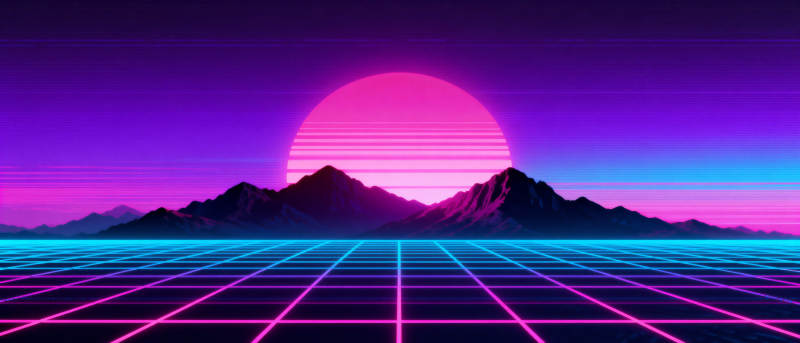 霓虹山峦日落图片