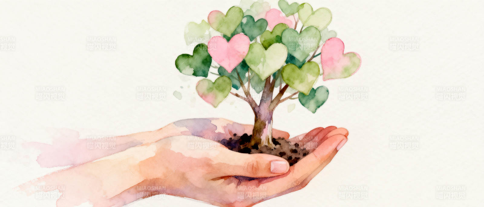 心形树苗在手中图片