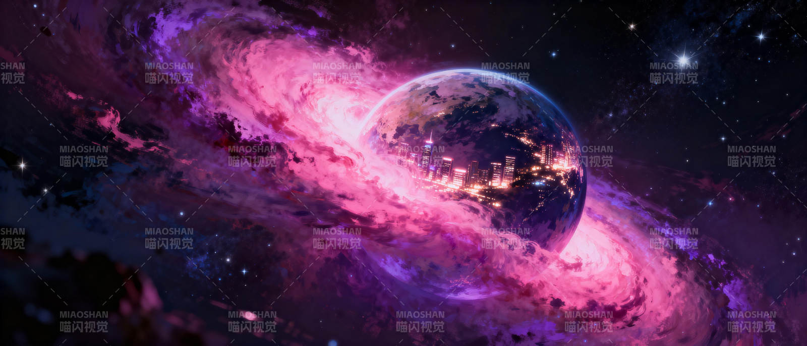 星河璀璨星球夜图片