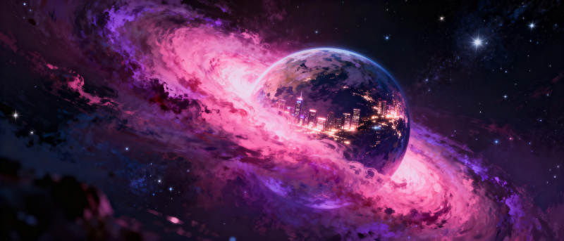 星河璀璨星球夜图片