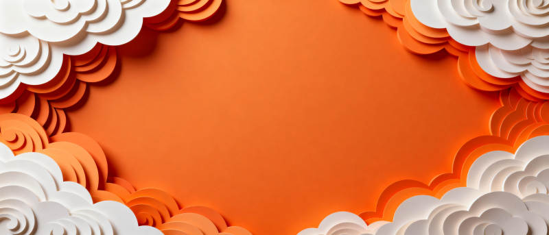 橙色云朵边框图片