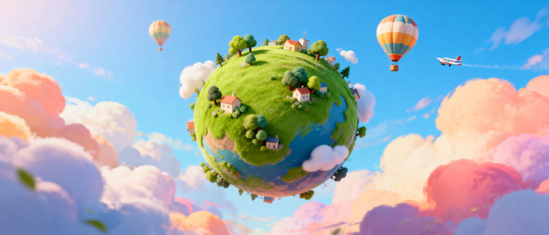 漂浮的绿色星球图片