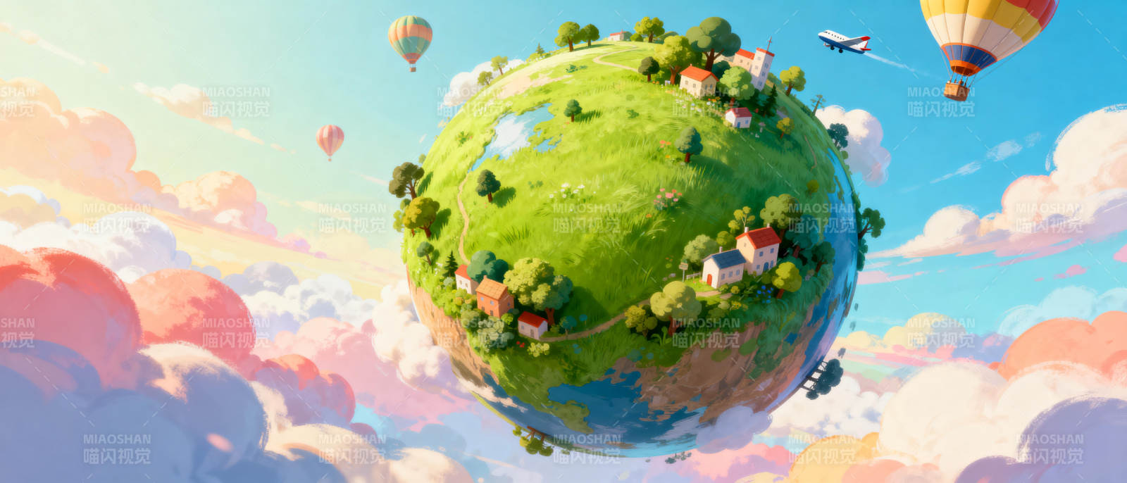 悬浮的绿色星球图片