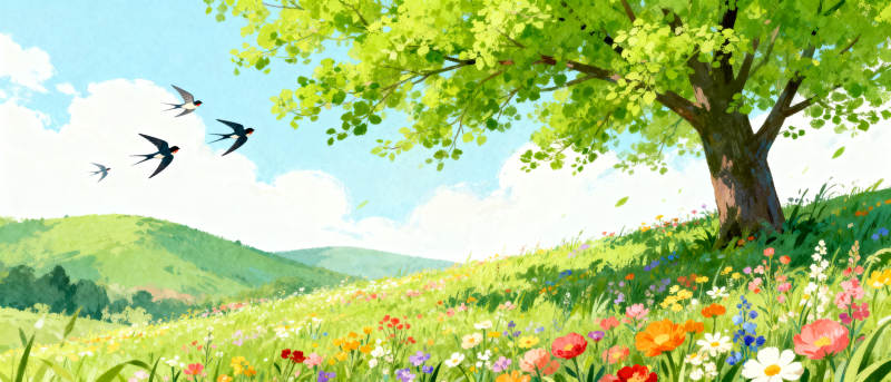 春日花海树影图片