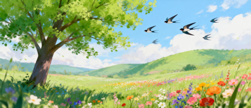 春野花飞燕图片