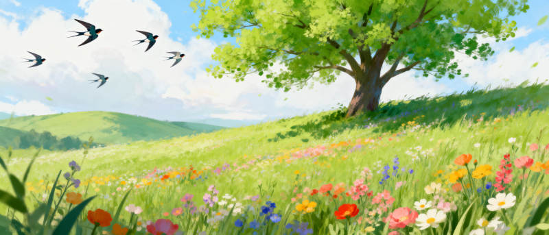 春日花海树影图片