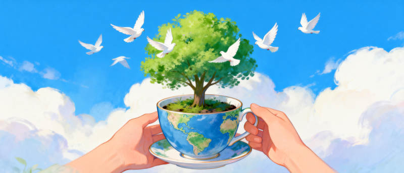 地球杯中树图片